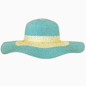Turquoise Wide Brim Floppy Summer Hat Beach Church Reception Party Brunc…